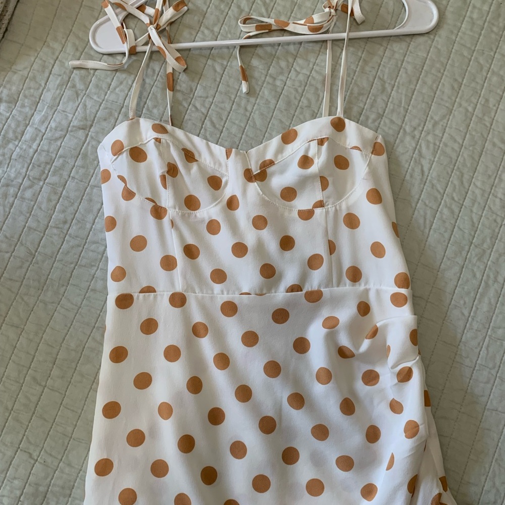 Lulus size small white dress with polka dots. Barely used.